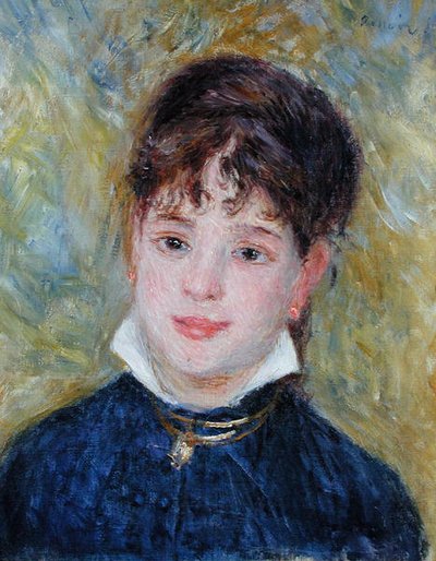 Genç Bir Kadının Başı (Jeanne Samary) c.1877-79 (tuval üzerine yağlı boya) by Pierre Auguste Renoir