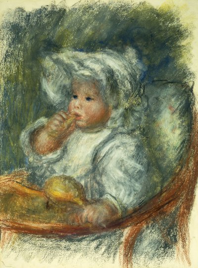 Jean Renoir bir sandalyede - Bisküvili çocuk; Jean Renoir a la Chaise - Bisküvili Çocuk, c1895 by Pierre Auguste Renoir