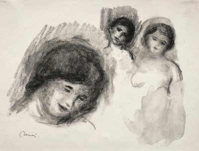 Üç eskizli Taş. by Pierre Auguste Renoir