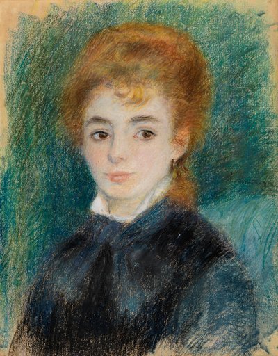 Kumral Saçlı Bayan, 1875-78 dolayları (dişli kağıt üzerine pastel) by Pierre Auguste Renoir