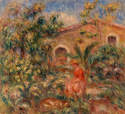 Kadın ve Köpek ile Manzara by Pierre Auguste Renoir