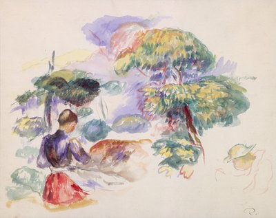 Bir Kızla Manzara, ca. 1890. by Pierre Auguste Renoir