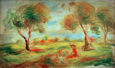 İnsanlarla Cagnes Sur-Mer yakınlarındaki manzara by Pierre Auguste Renoir