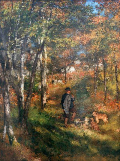 Ressam Jules Le Coeur ve köpekleri Fo ormanında by Pierre Auguste Renoir