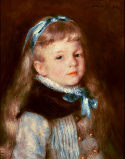 Mavi kurdele ile Matmazel Grimprel by Pierre Auguste Renoir