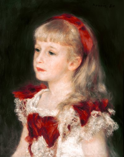Kırmızı kurdele ile Matmazel Grimprel by Pierre Auguste Renoir