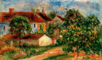 Köy evleri, kırmızı çatılar by Pierre Auguste Renoir