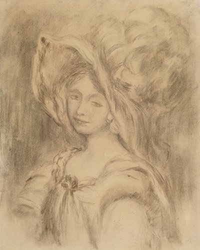 Mme Dieterle Şapkalı, 1896 dolayları (kağıt üzerinde kömür) by Pierre Auguste Renoir