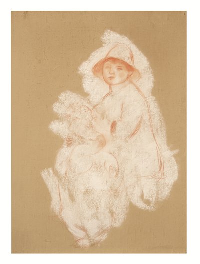 Anne ve Çocuk (Maternity) (tuval üzerine serilmiş kağıt üzerine sanguine ve beyaz tebeşir) by Pierre Auguste Renoir