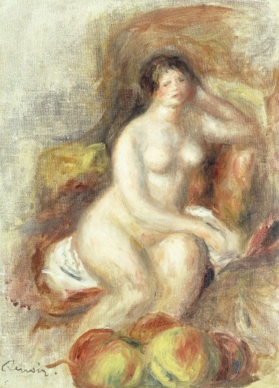 Elmalarla Oturan Çıplak Kadın; Oturan Çıplak Kadın ve Elmalar, 1908 dolayları by Pierre Auguste Renoir