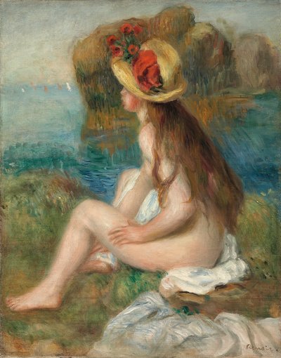 Deniz Kenarında Hasır Şapkalı Çıplak, 1892 by Pierre Auguste Renoir