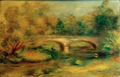 Bir köprü ile manzara by Pierre Auguste Renoir