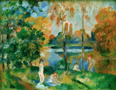 Yıkananlar ile manzara by Pierre Auguste Renoir