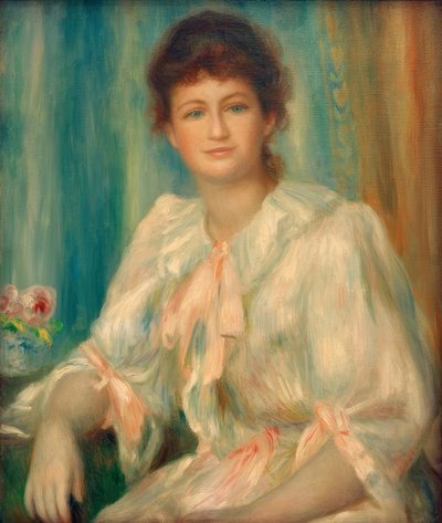 Beyazlı genç bir kadının portresi by Pierre Auguste Renoir