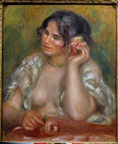Gabrielle'in güllü portresi (1878 - 1959). Pierre Auguste Renoir'in (1841-1919) tablosu by Pierre Auguste Renoir