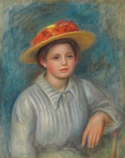Çiçekli Şapkalı Kadın Portresi; Çiçekli Şapkalı Kadın Portresi, 1890 dolayları by Pierre Auguste Renoir