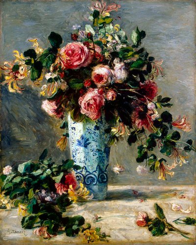 Delft Vazoda Güller ve Yasemin, 1880-1881. by Pierre Auguste Renoir