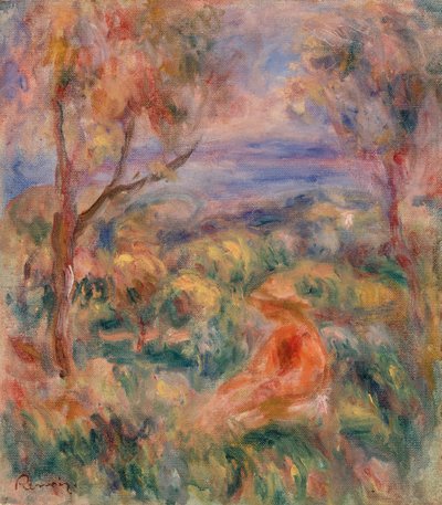Uzakta Deniz Oturan Kadın (Femme assise au bord de la mer) by Pierre Auguste Renoir