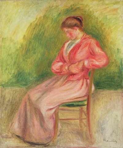 Oturan kadın (tuval üzerine yağlıboya) by Pierre Auguste Renoir