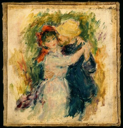 Danse À Bougival'den Sonra Eskiz (tuvala monte edilmiş tuval üzerine yağlı boya) by Pierre-Auguste Renoir