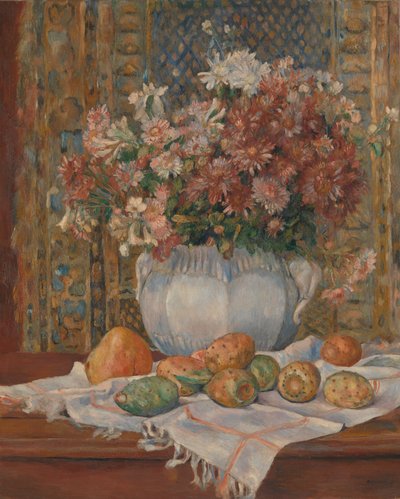 Çiçekler ve Dikenli Armutlarla Natürmort, 1885 dolayları (tuval üzerine yağlı boya) by Pierre Auguste Renoir