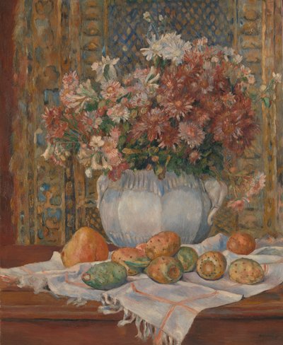 Çiçekler ve Dikenli Armutlarla Natürmort, ca. 1885. by Pierre Auguste Renoir