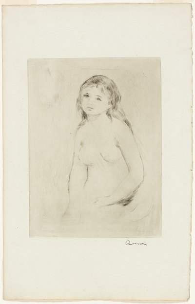 Kadın Yıkanan için Çalışma by Pierre Auguste Renoir