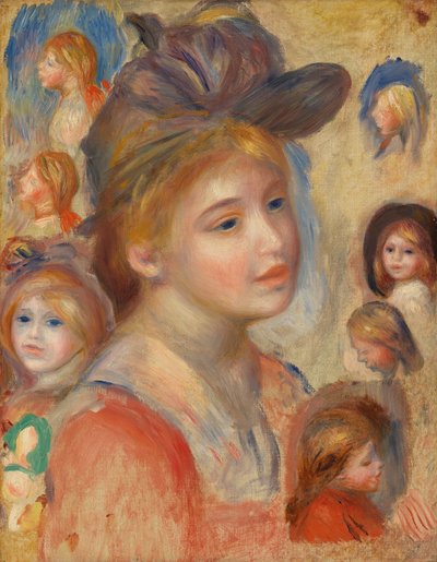 Kızların Kafaları Çalışması by Pierre Auguste Renoir