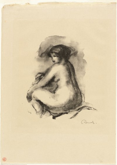 Oturan Çıplak Kadın Çalışması by Pierre Auguste Renoir