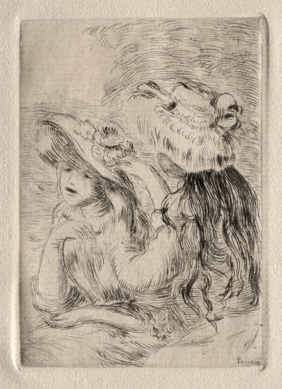 Hatpin (Berthe Morisot'un Kızı ve Kuzeni), 1. plaka by Pierre Auguste Renoir