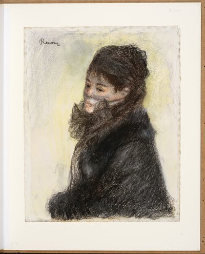 Örtülü kadın, c.1877-79 (tebeşir, pastel, kağıt) by Pierre Auguste Renoir