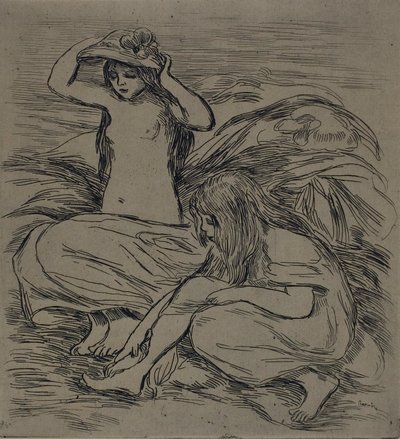 iki kadın banyo by Pierre Auguste Renoir