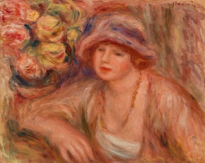 kadın eğilerek by Pierre Auguste Renoir