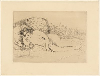 Kadın uzanmış, sola by Pierre Auguste Renoir