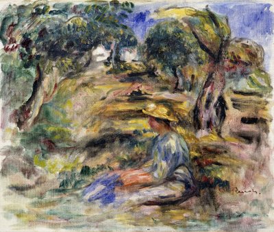 Mavili Kadın, Oturmuş; Mavi Oturan Kadın, by Pierre Auguste Renoir