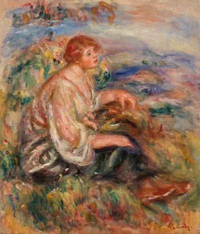 Tül Bluzlu Siyah Etekli Kadın by Pierre Auguste Renoir