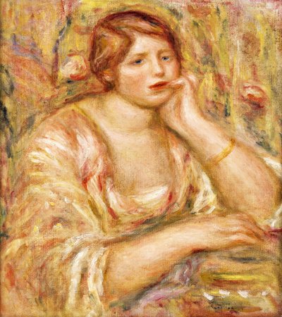 Yüzüne Eliyle Kadın; Femme de Face, Accoudee, 1919 by Pierre Auguste Renoir