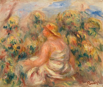 Manzarada şapkalı kadın by Pierre Auguste Renoir
