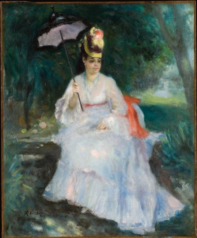 Bahçede oturan şemsiyeli kadın (Lise Trehot) by Pierre Auguste Renoir