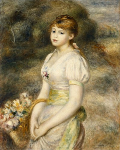 Çiçek Sepeti Taşıyan Genç Kız; Çiçek Sepeti Taşıyan Genç Kız, 1888 by Pierre Auguste Renoir