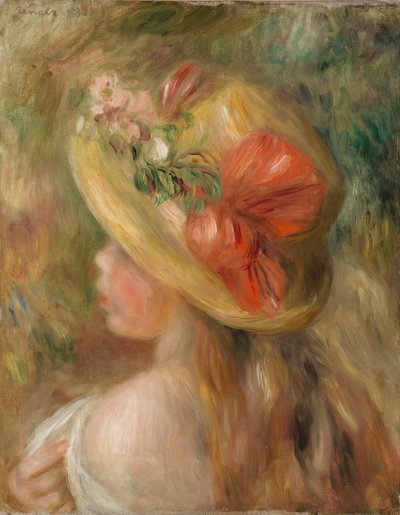 şapkalı genç kız by Pierre Auguste Renoir