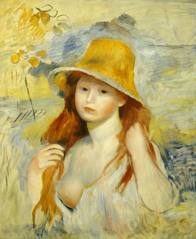 Hasır Şapkalı Genç Kız, 1884 by Pierre Auguste Renoir