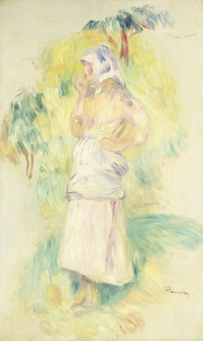 Elma Yiyen Genç Köylü; Elma Yiyen Genç Köylü Kadın, 1894 dolayları by Pierre Auguste Renoir