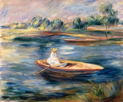 Kayıkta Oturan Genç Kadın (tuval üzerine yağlı boya) by Pierre Auguste Renoir