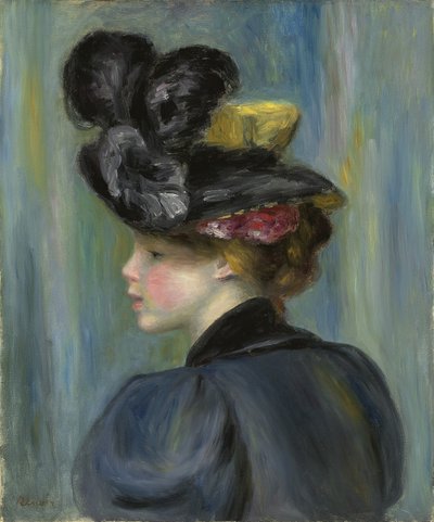 Siyah Şapkalı Genç Kadın; Siyah Şapkalı Genç Kadın, 1895 by Pierre Auguste Renoir
