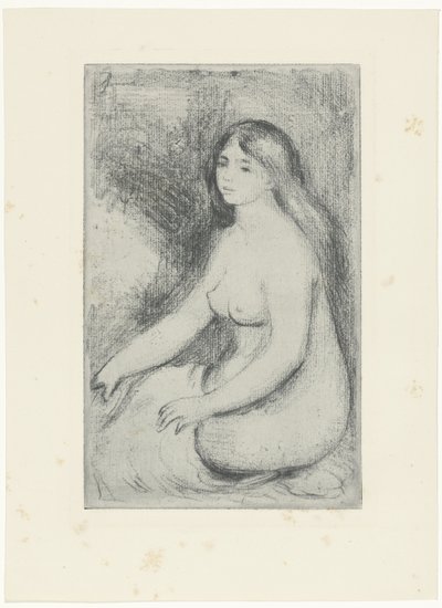 Oturan çıplak kadın baigneuse göt by Pierre Auguste Renoir