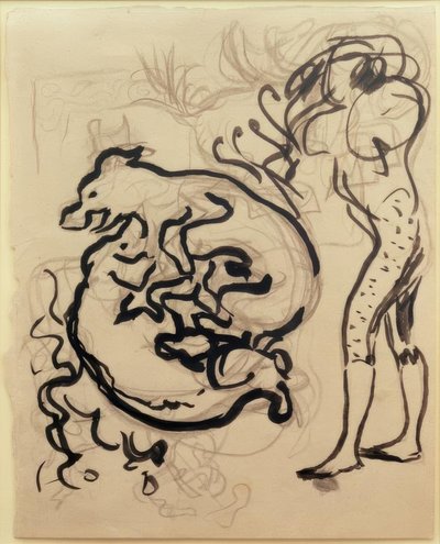 Oynayan köpekler ve bir rakam by Pierre Bonnard