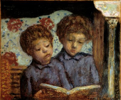 Çocuklar Jean ve Charles Terrace Okuma Tablosu Pierre Bonnard (1867-1947) 20. yüzyıl Özel Koleksiyonu by Pierre Bonnard