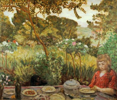 Bahçede yemek sonu by Pierre Bonnard