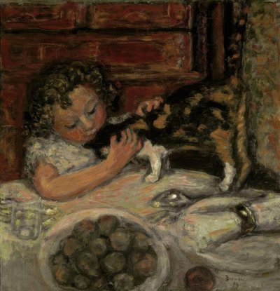 kedi ile küçük kız by Pierre Bonnard